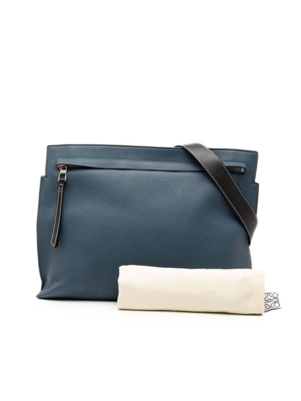 Loewe Anagram T Messenger Bag Crossbody Bicolor Navy Leather - Picture 7 of 7